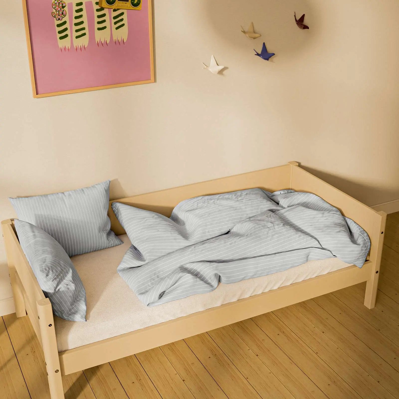 Lit simple avec barrière de sécurité, 90x200 cm, Sable
