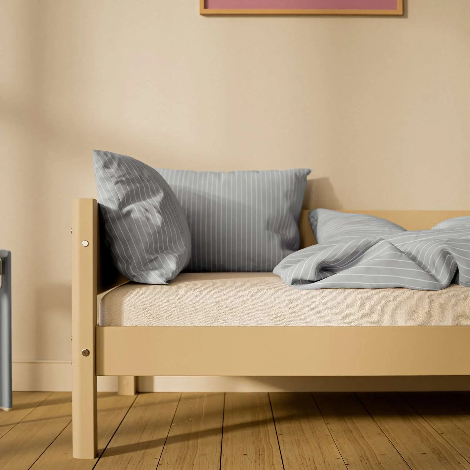 Lit simple avec barrière de sécurité, 90x200 cm, Sable