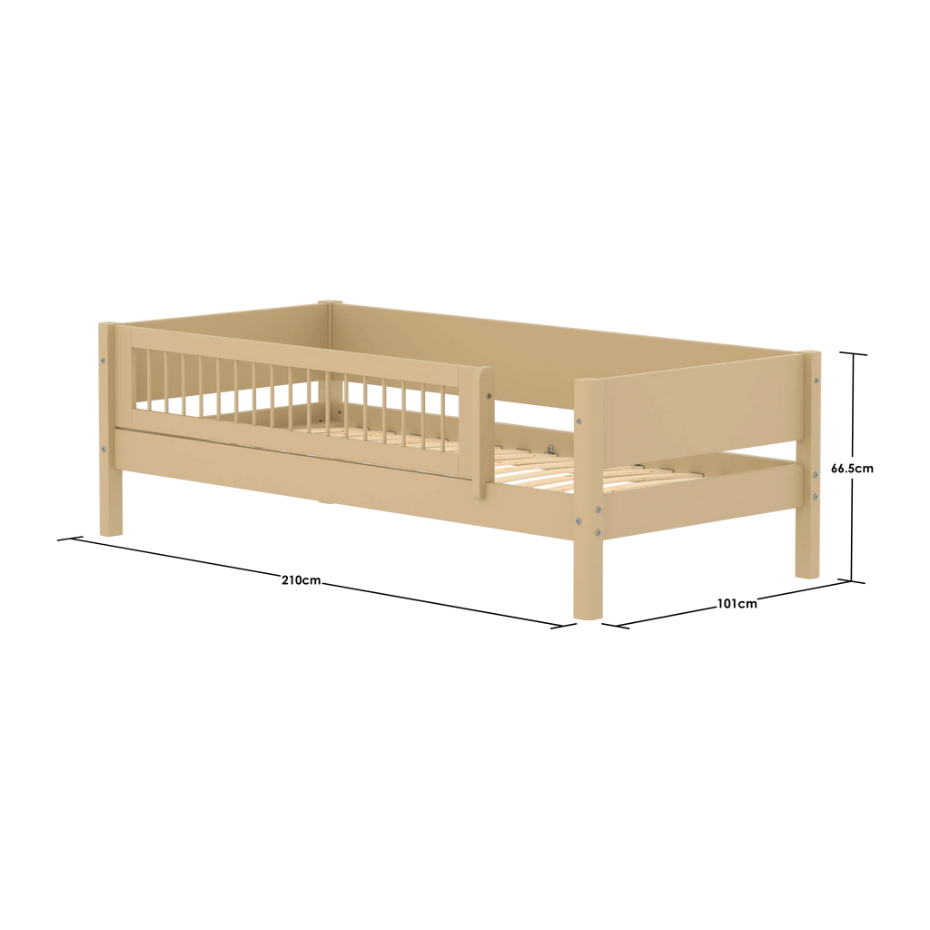 Lit simple avec barrière de sécurité, 90x200 cm, Sable