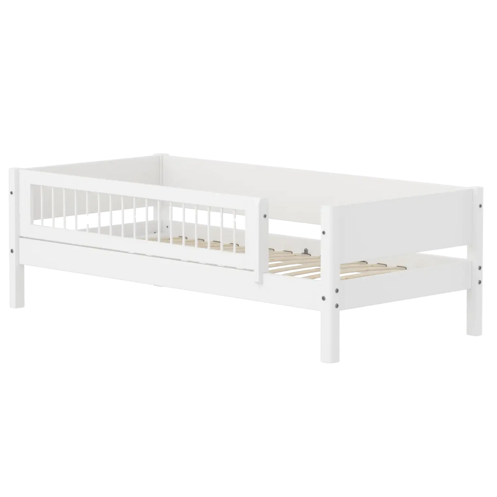 Lit simple avec barrière de sécurité, 90x200 cm, Blanc