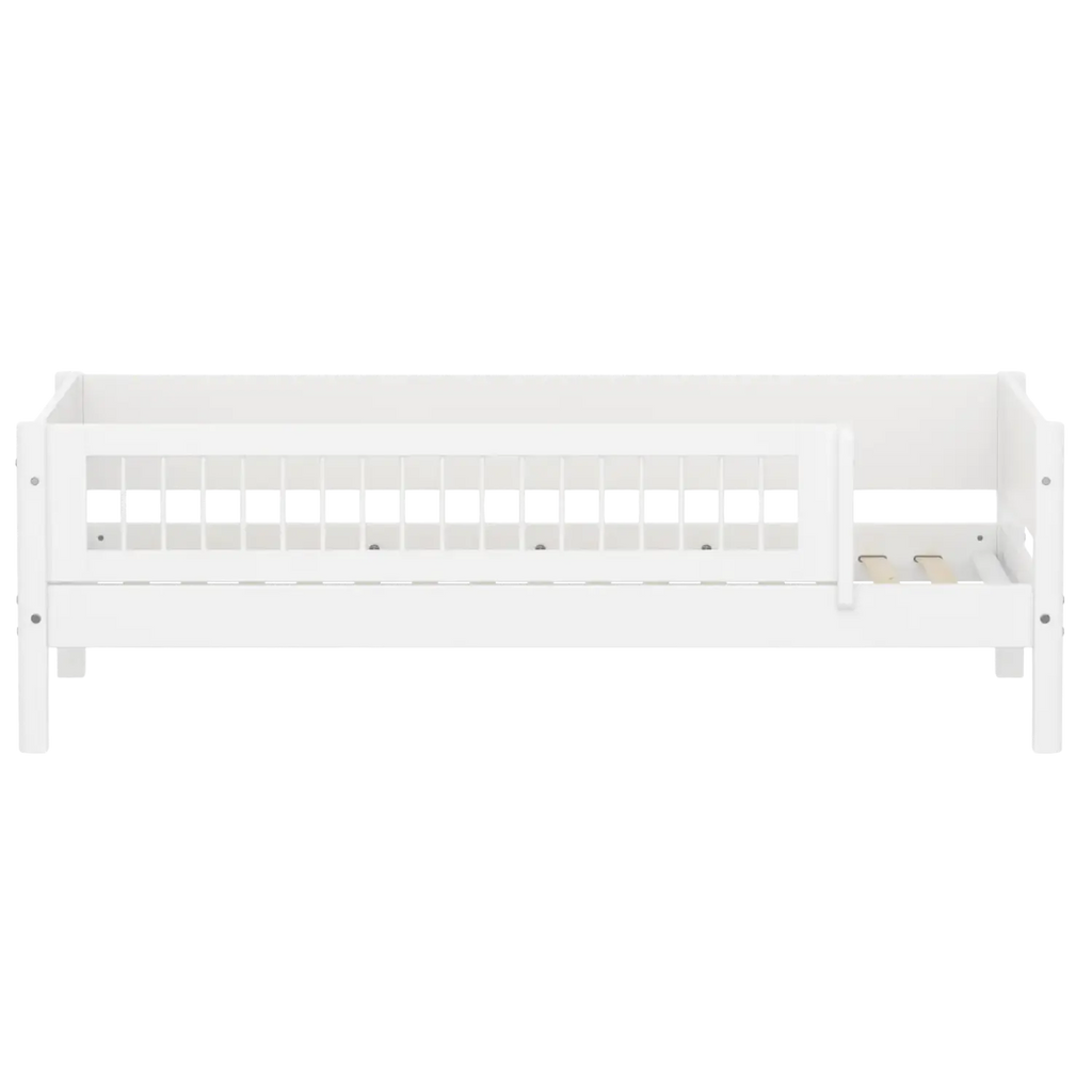 Lit simple avec barrière de sécurité, 90x200 cm, Blanc