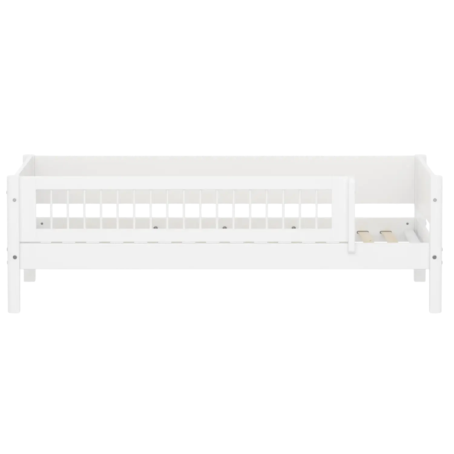Lit simple avec barrière de sécurité, 90x200 cm, Blanc