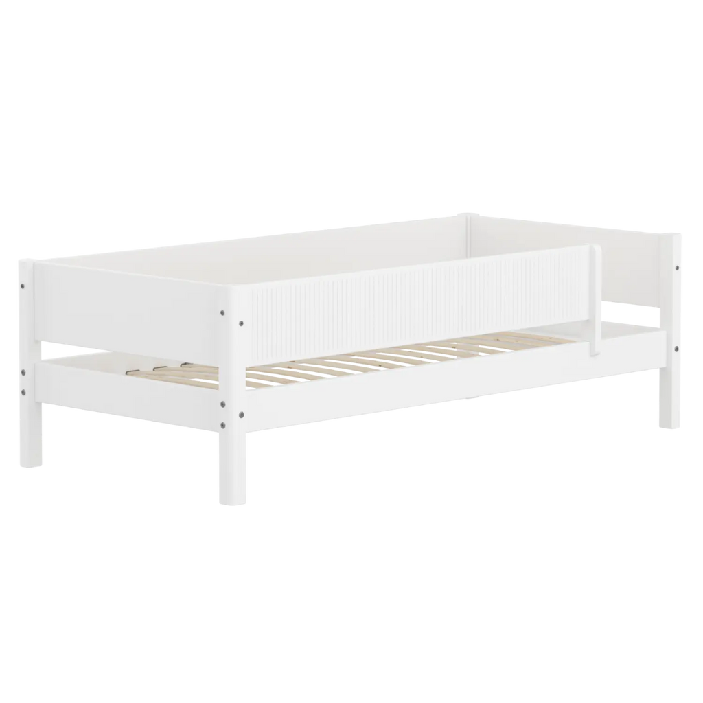 Lit simple avec barrière de sécurité, 90x200 cm, Blanc