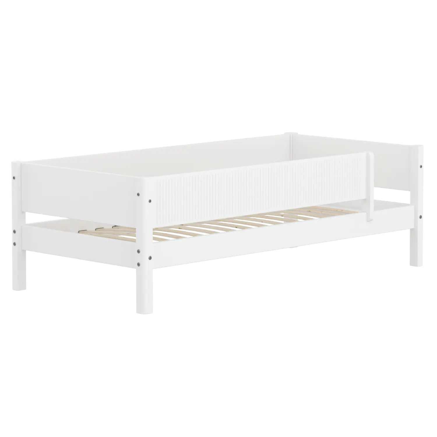 Lit simple avec barrière de sécurité, 90x200 cm, Blanc