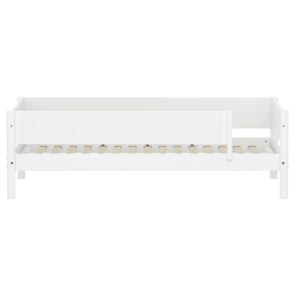 Lit simple avec barrière de sécurité, 90x200 cm, Blanc