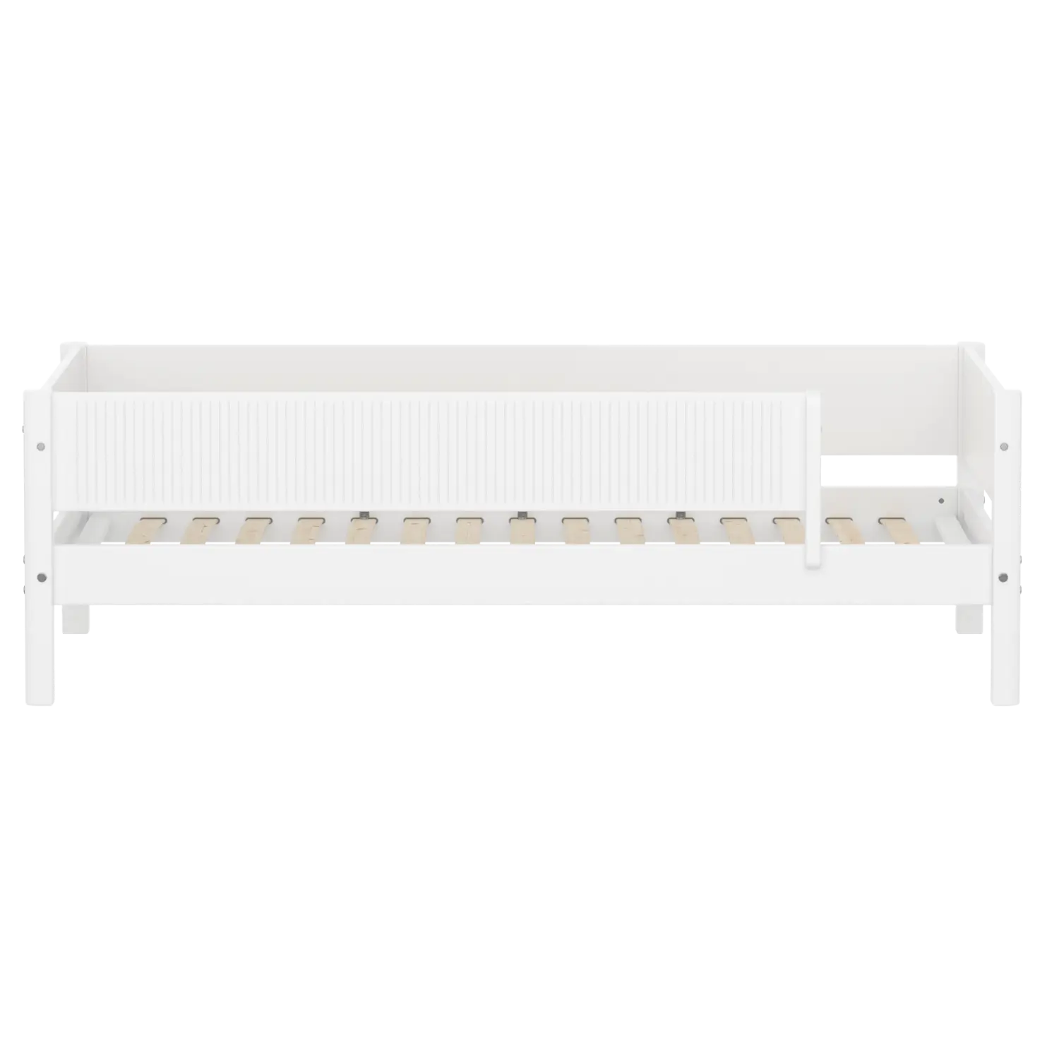 Lit simple avec barrière de sécurité, 90x200 cm, Blanc