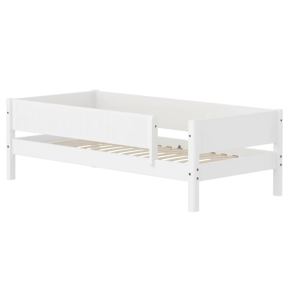 Lit simple avec barrière de sécurité, 90x200 cm, Blanc