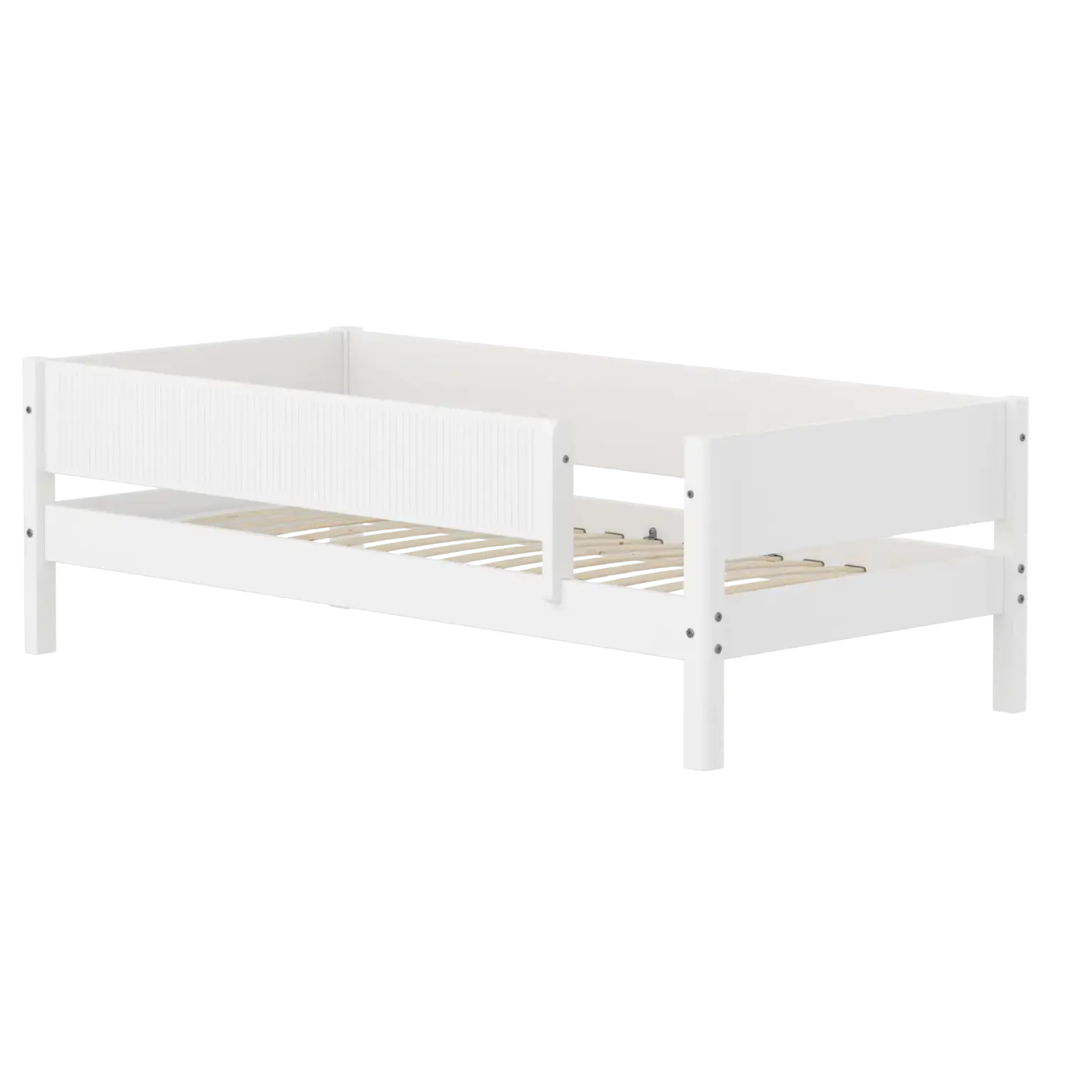Lit simple avec barrière de sécurité, 90x200 cm, Blanc