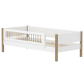 Lit simple avec barrière de sécurité, 90x200 cm, Blanc/Chêne