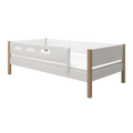 Lit simple avec barrière de sécurité, 90x200 cm, Blanc/Chêne