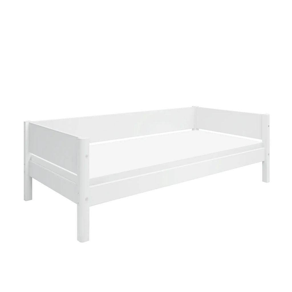 Lit simple avec barrière de sécurité, 90x200 cm, Blanc