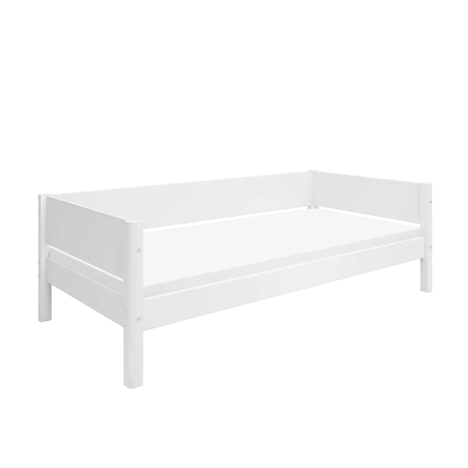 Lit simple avec barrière de sécurité, 90x200 cm, Blanc