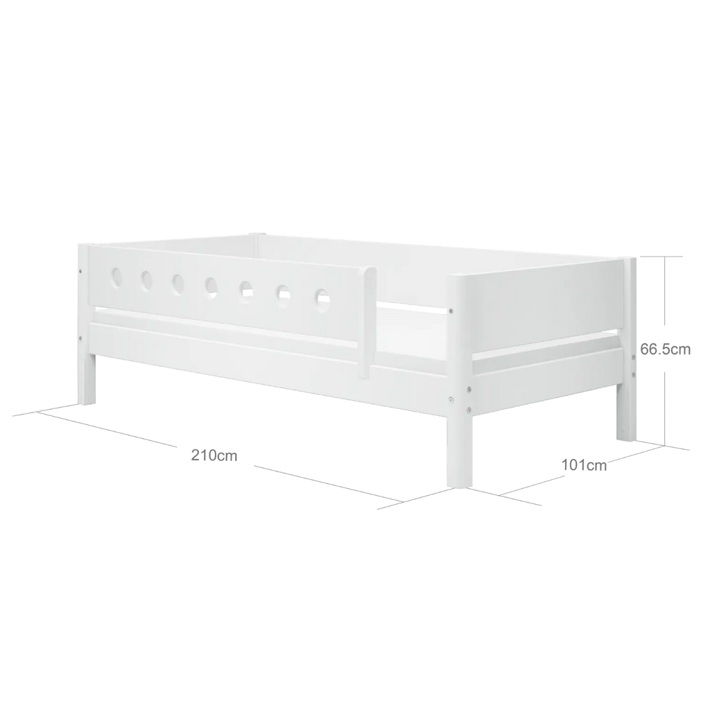 Lit simple avec barrière de sécurité, 90x200 cm, Blanc