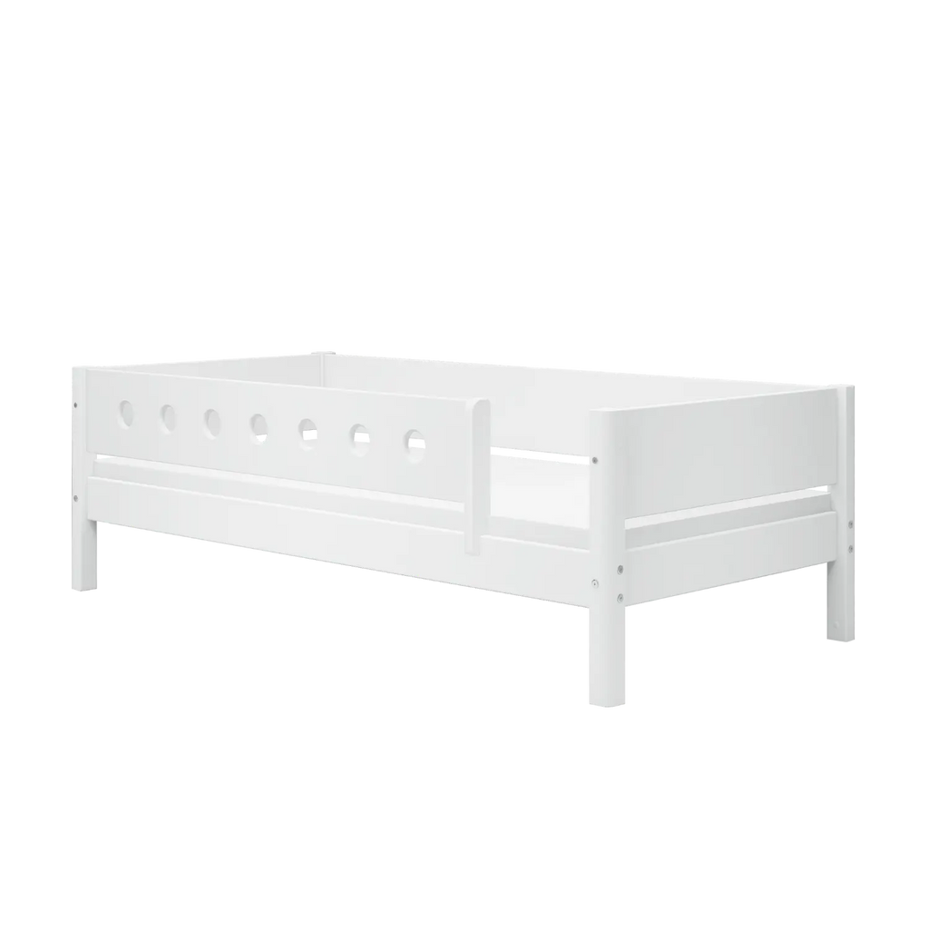 Lit simple avec barrière de sécurité, 90x200 cm, Blanc
