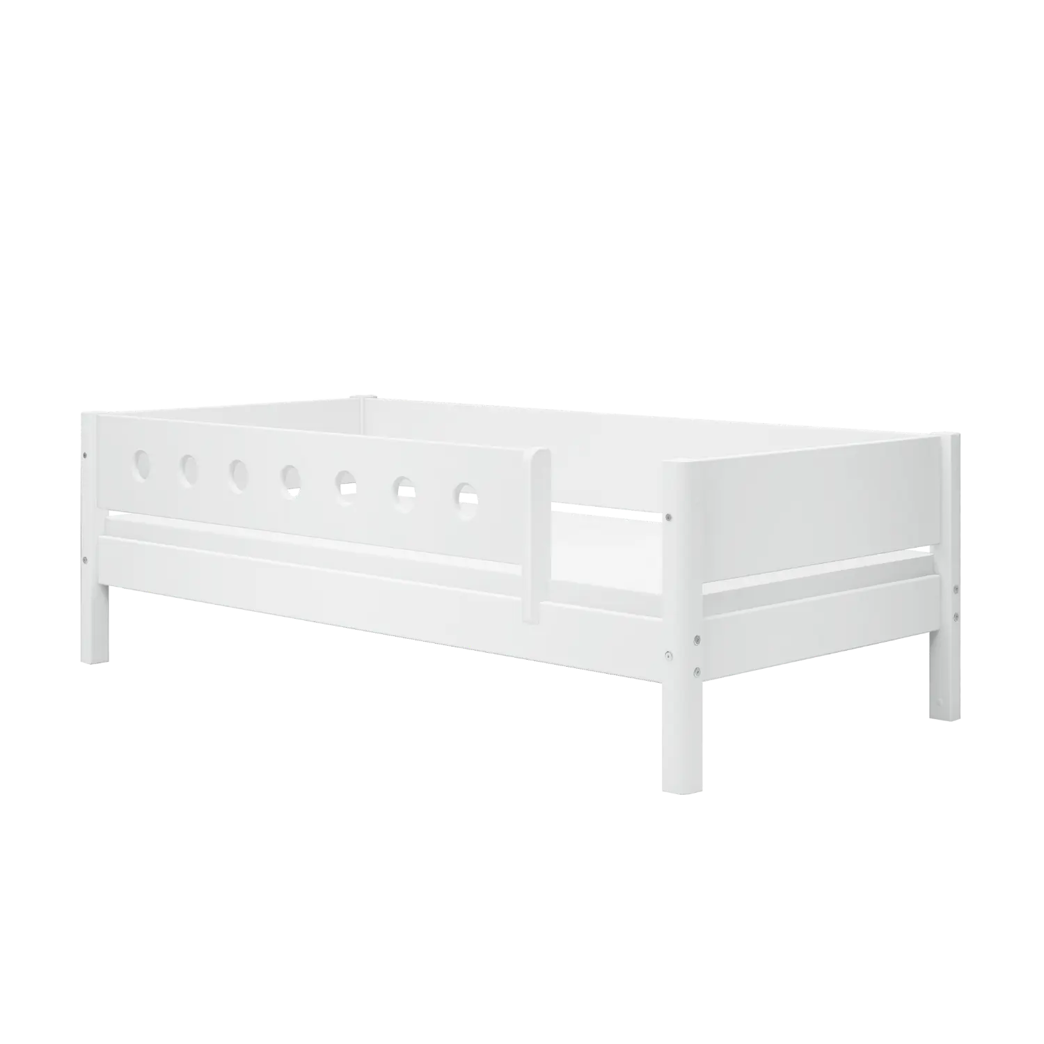 Lit simple avec barrière de sécurité, 90x200 cm, Blanc