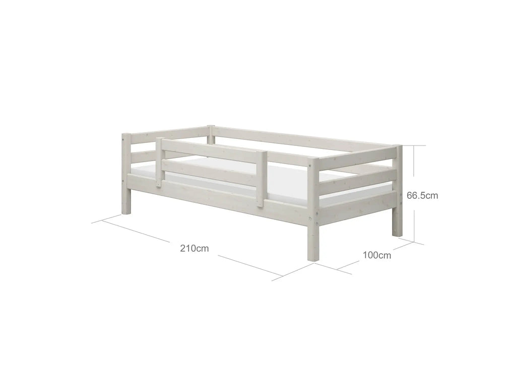 Lit simple avec barrière de sécurité, 90x200 cm, Blanc