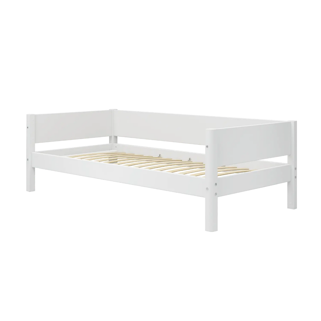 Lit simple avec barrière de sécurité, 90x200 cm, Blanc