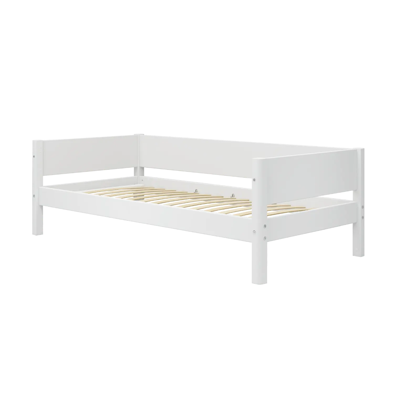 Lit simple avec barrière de sécurité, 90x200 cm, Blanc