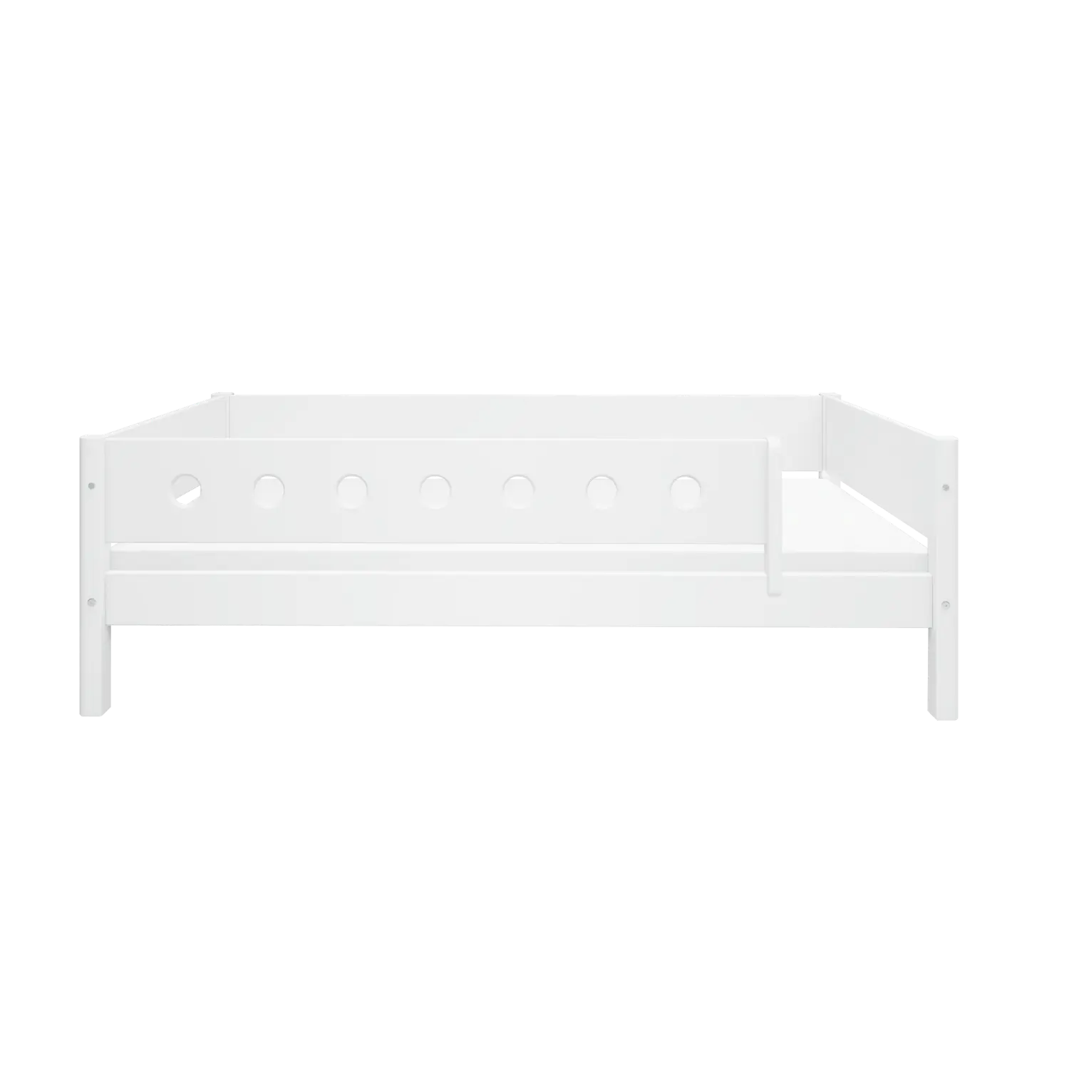 Lit simple avec barrière de sécurité, 90x200 cm, Blanc