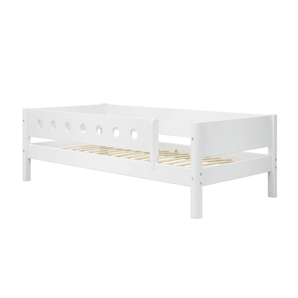 Lit simple avec barrière de sécurité, 90x200 cm, Blanc