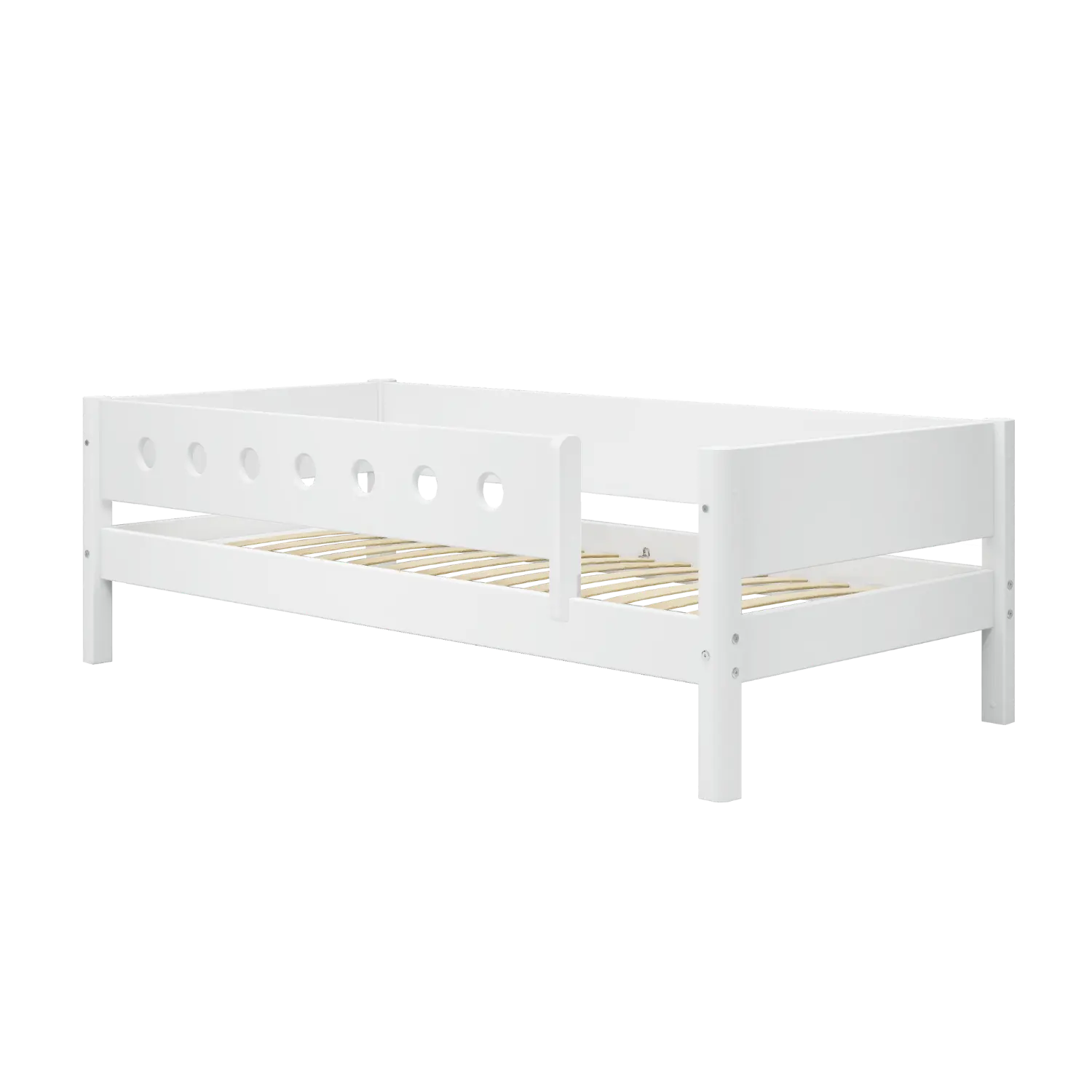 Lit simple avec barrière de sécurité, 90x200 cm, Blanc