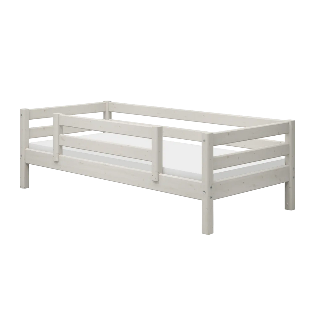 Lit simple avec barrière de sécurité, 90x200 cm, Blanc