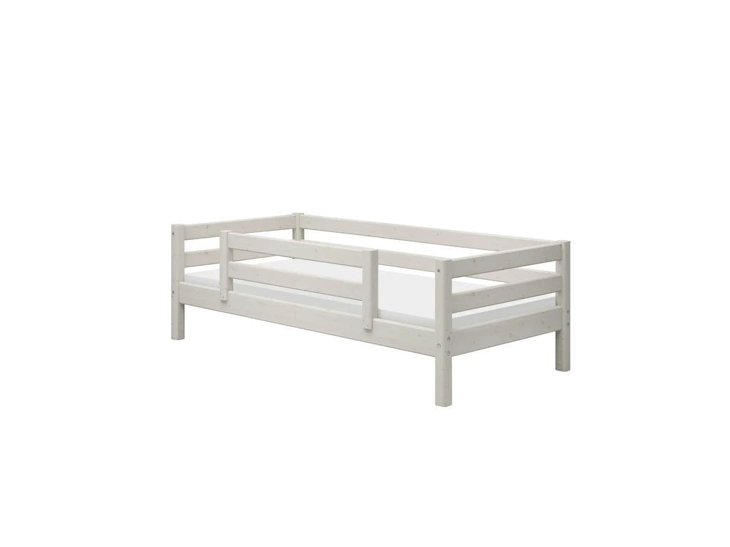 Lit simple avec barrière de sécurité, 90x200 cm, Blanc