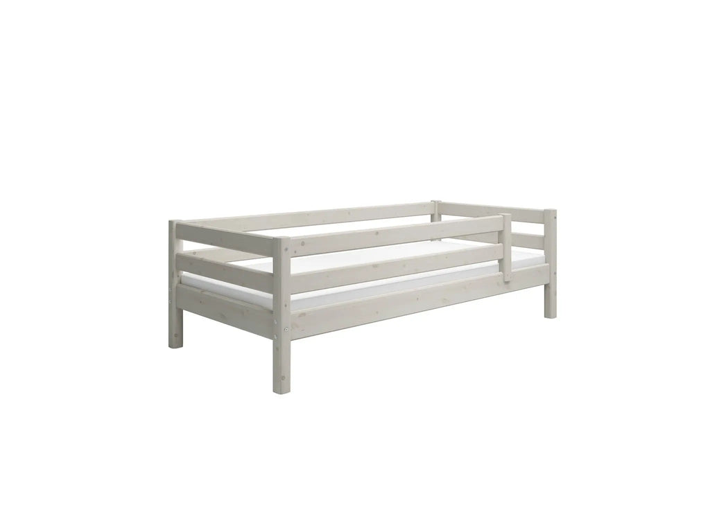 Lit simple avec barrière de sécurité, 90x200 cm, Blanc