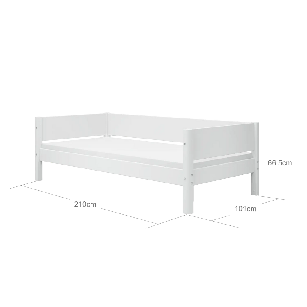 Lit simple avec barrière de sécurité, 90x200 cm, Blanc