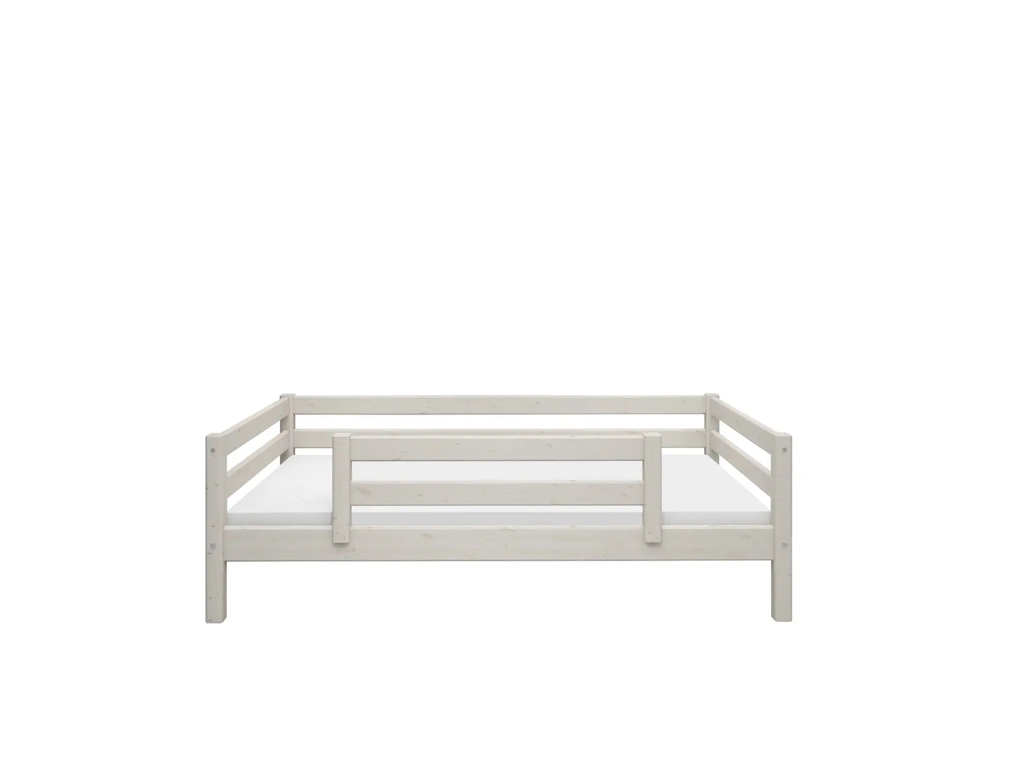Lit simple avec barrière de sécurité, 90x200 cm, Blanc