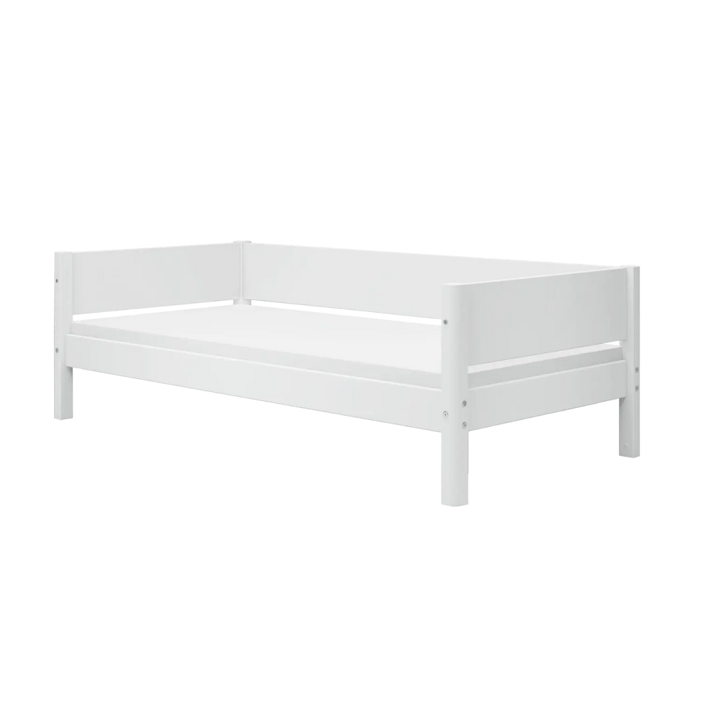 Lit simple avec barrière de sécurité, 90x200 cm, Blanc