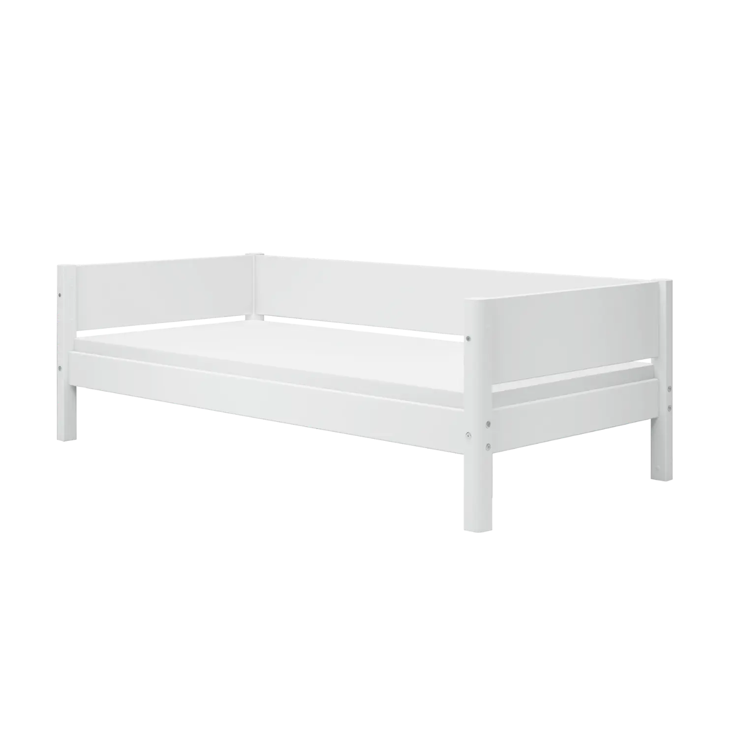 Lit simple avec barrière de sécurité, 90x200 cm, Blanc