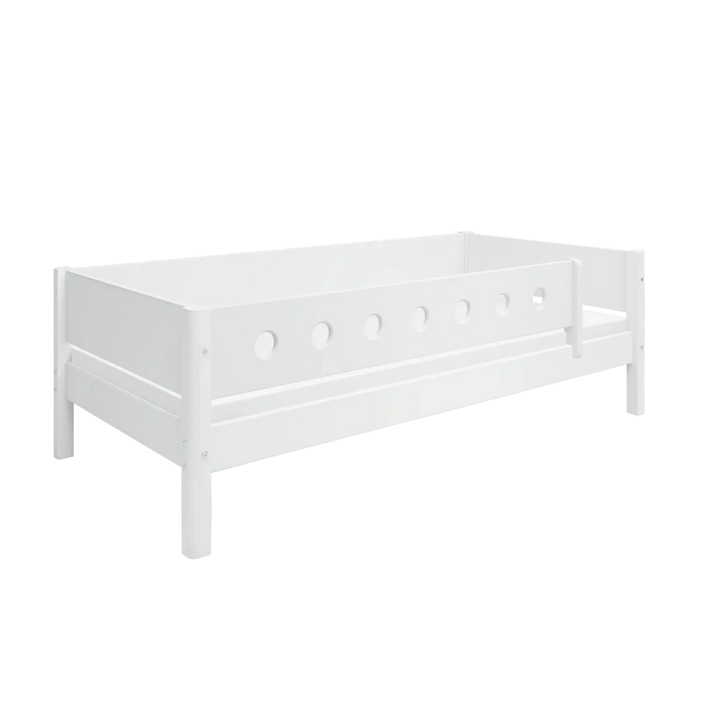 Lit simple avec barrière de sécurité, 90x200 cm, Blanc