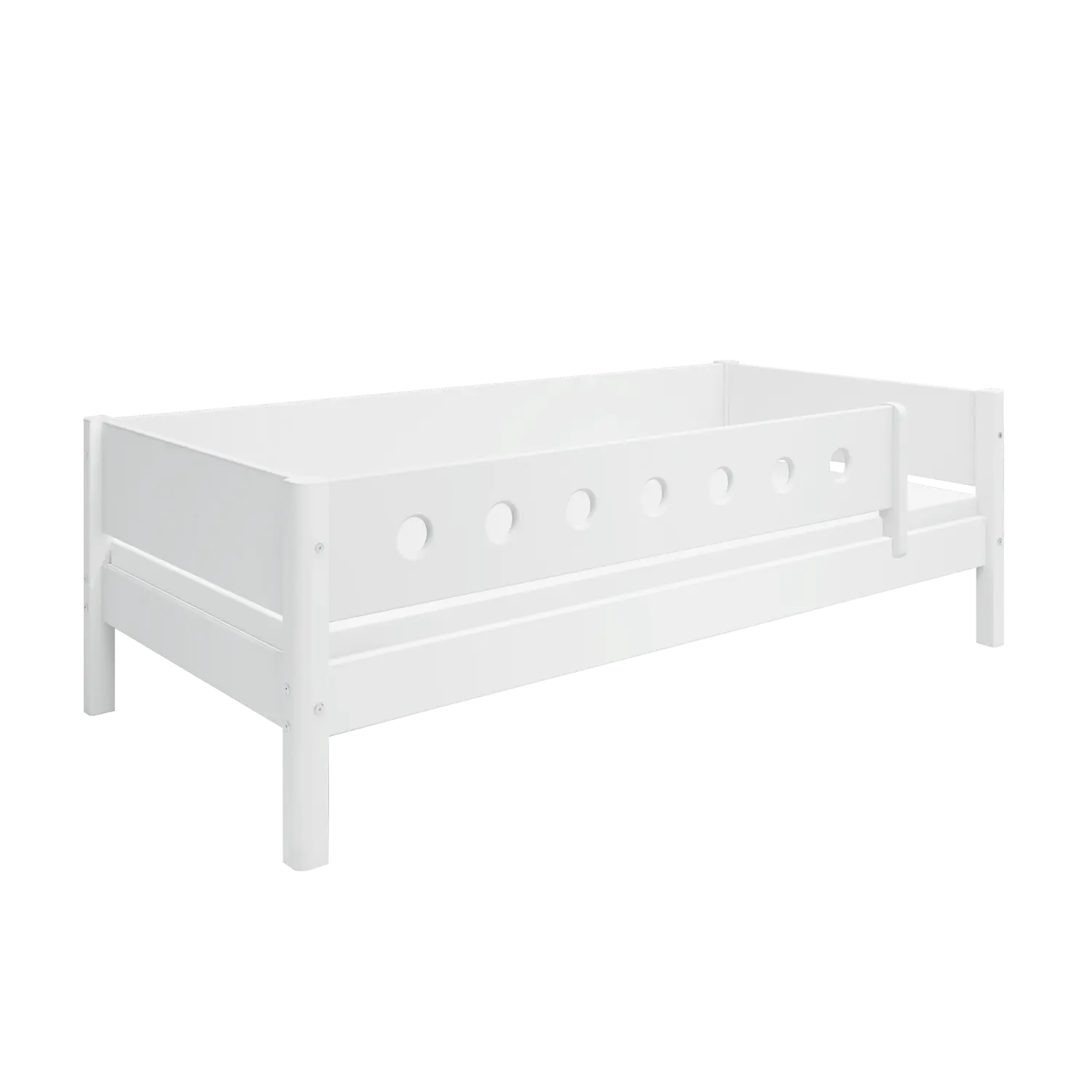 Lit simple avec barrière de sécurité, 90x200 cm, Blanc