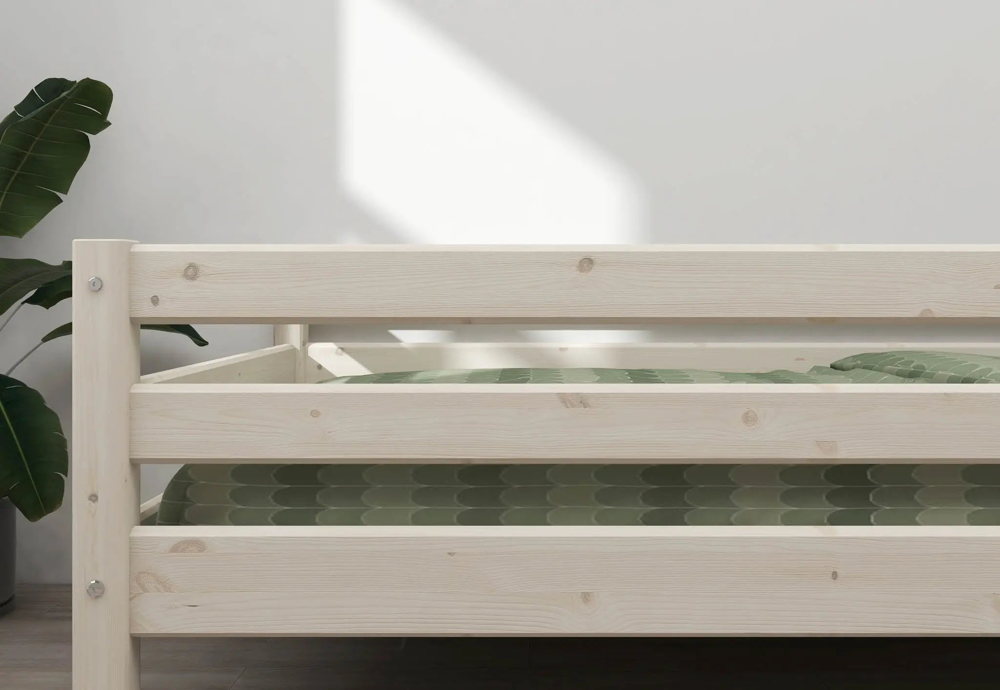 Lit simple avec barrière de sécurité, 90x200 cm, Blanc
