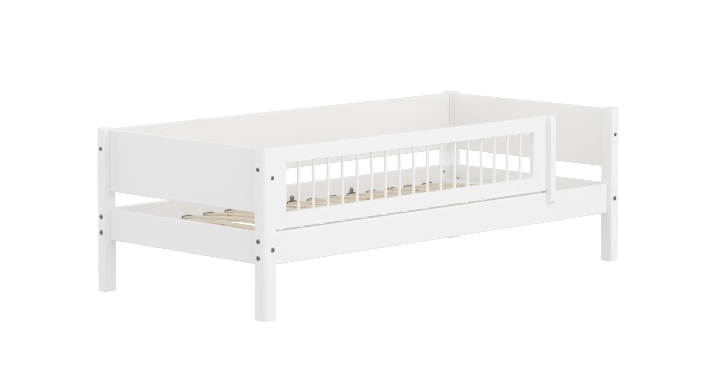 Lit simple avec barrière de sécurité, 90x200 cm, Blanc