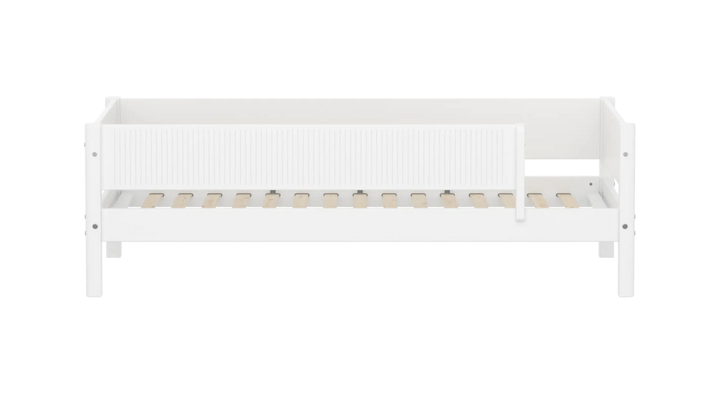 Lit simple avec barrière de sécurité, 90x200 cm, Blanc