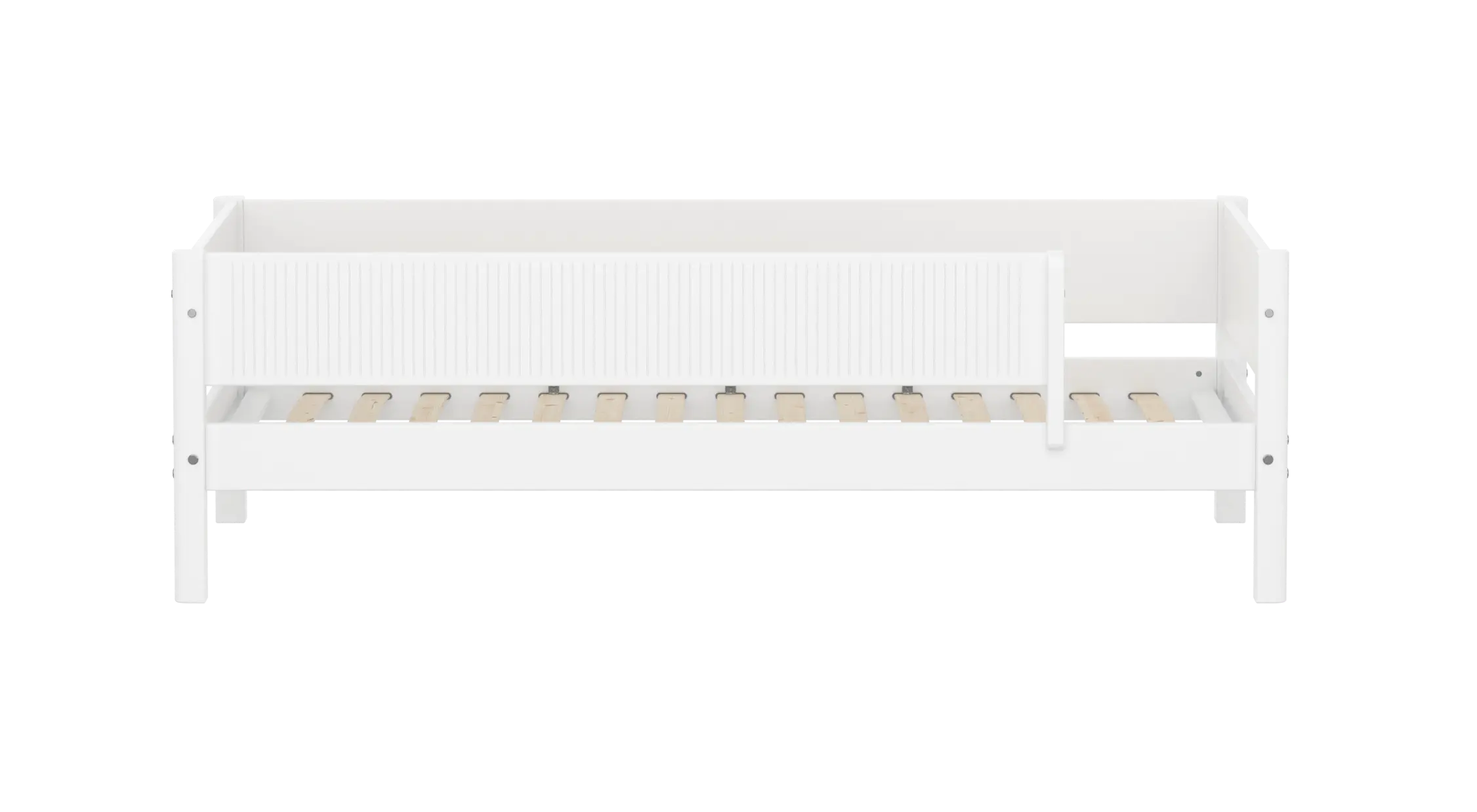 Lit simple avec barrière de sécurité, 90x200 cm, Blanc