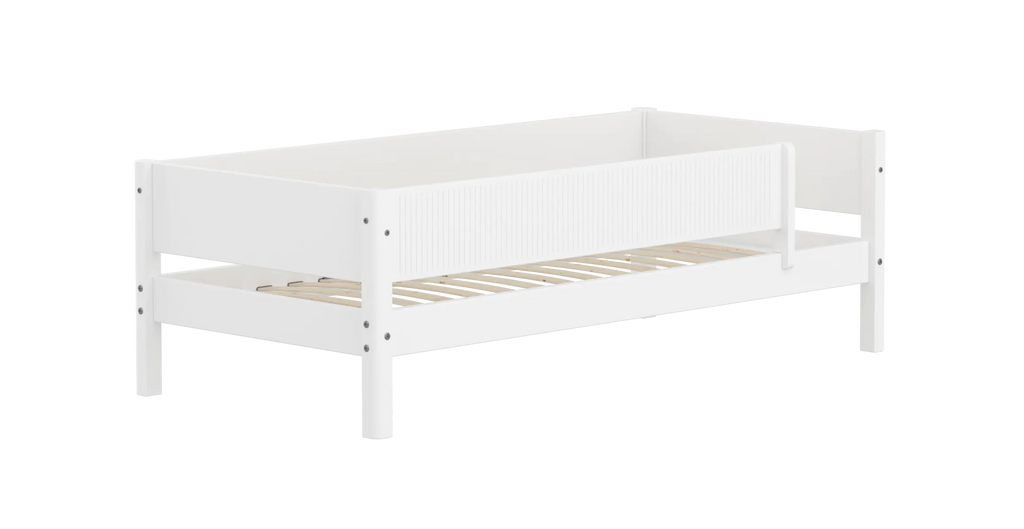 Lit simple avec barrière de sécurité, 90x200 cm, Blanc