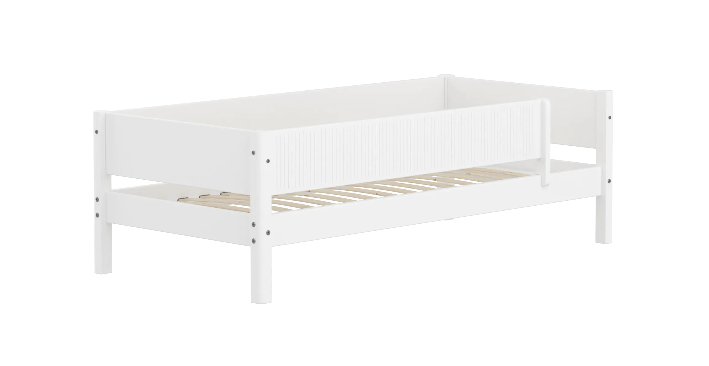 Lit simple avec barrière de sécurité, 90x200 cm, Blanc
