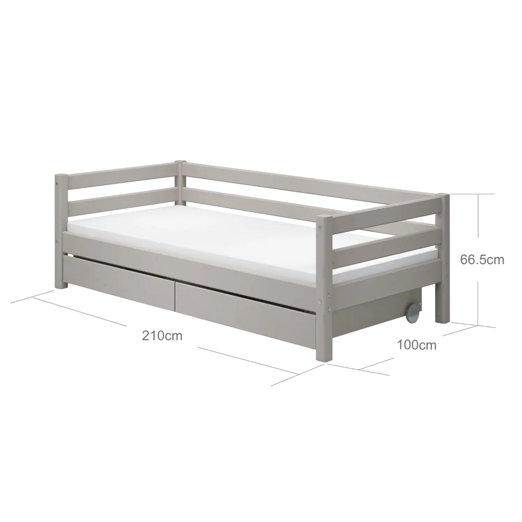 Lit simple avec rangement, 90x200 cm, Gris