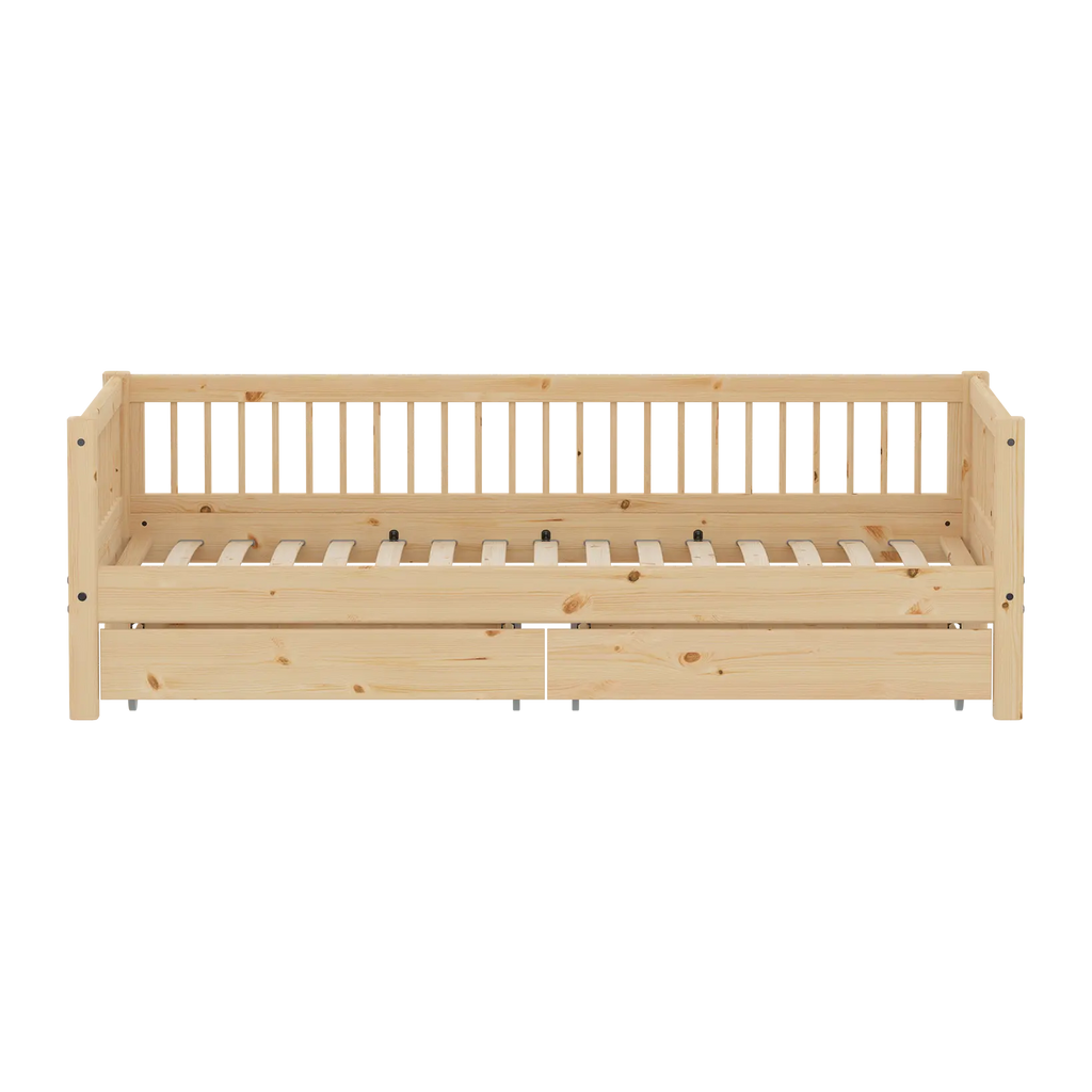 Lit simple avec rangement, 90x200 cm, Pin