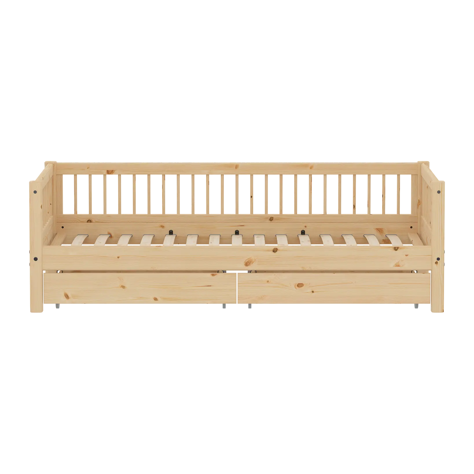 Lit simple avec rangement, 90x200 cm, Pin