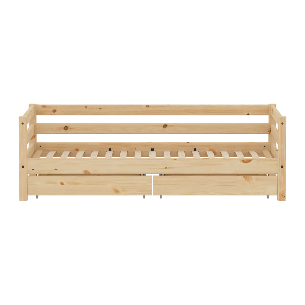 Lit simple avec rangement, 90x200 cm, pin