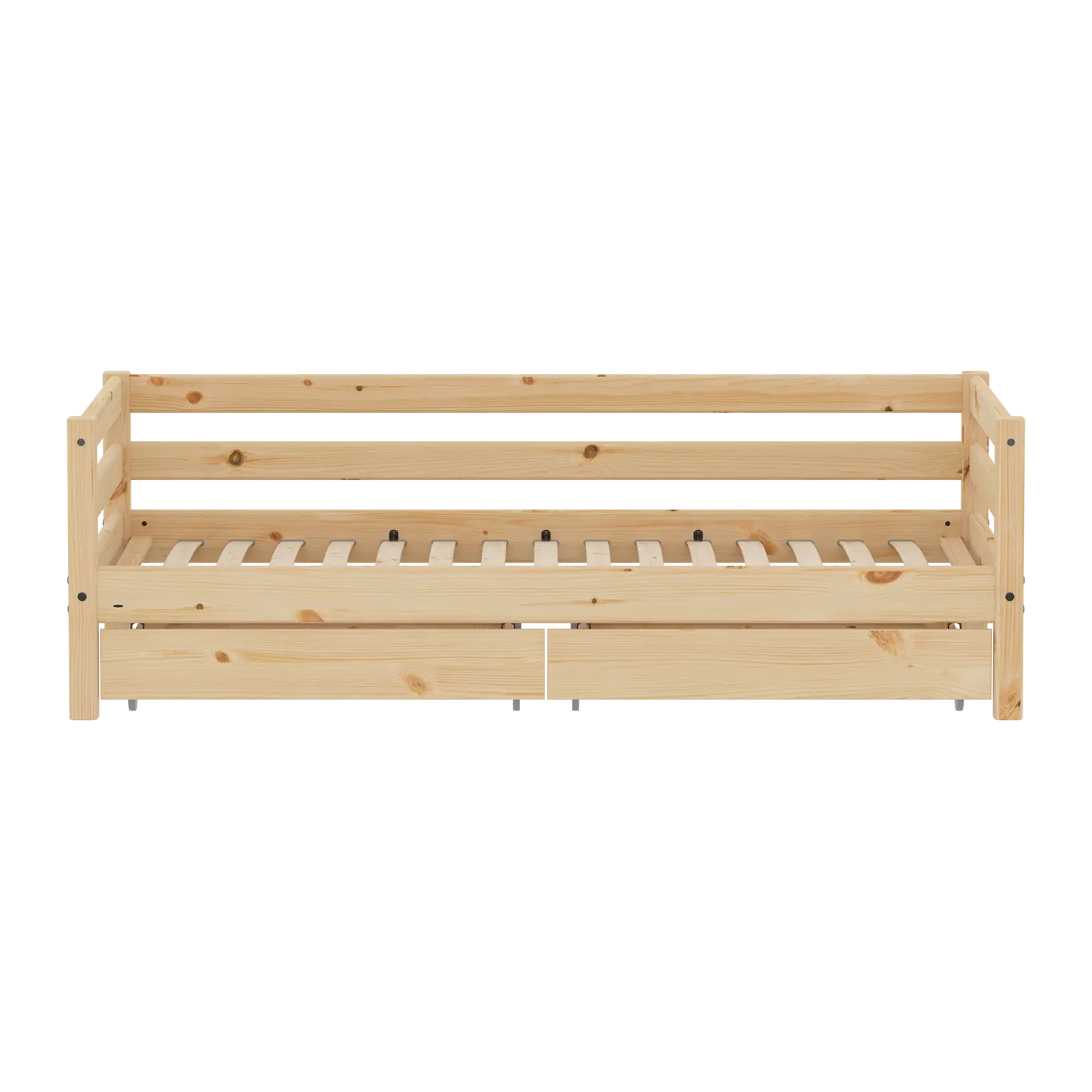 Lit simple avec rangement, 90x200 cm, pin