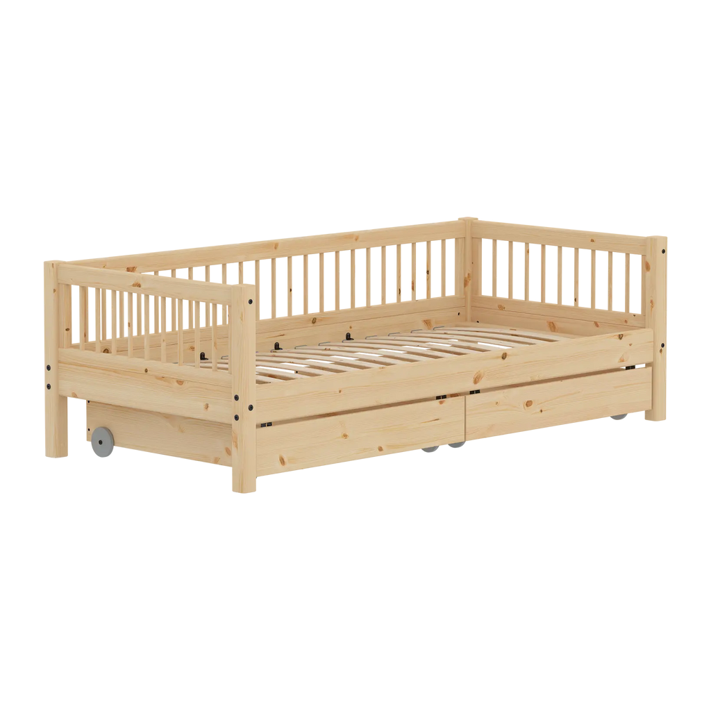 Lit simple avec rangement, 90x200 cm, Pin