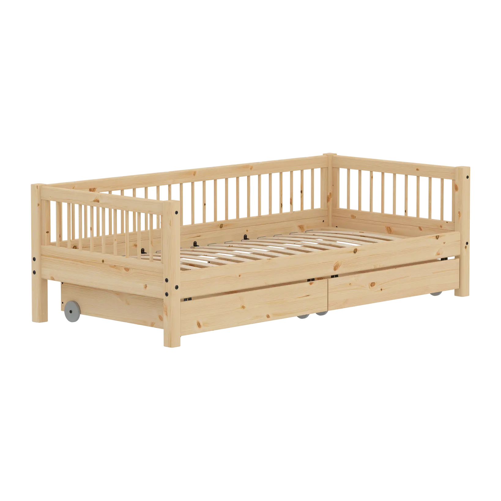 Lit simple avec rangement, 90x200 cm, Pin