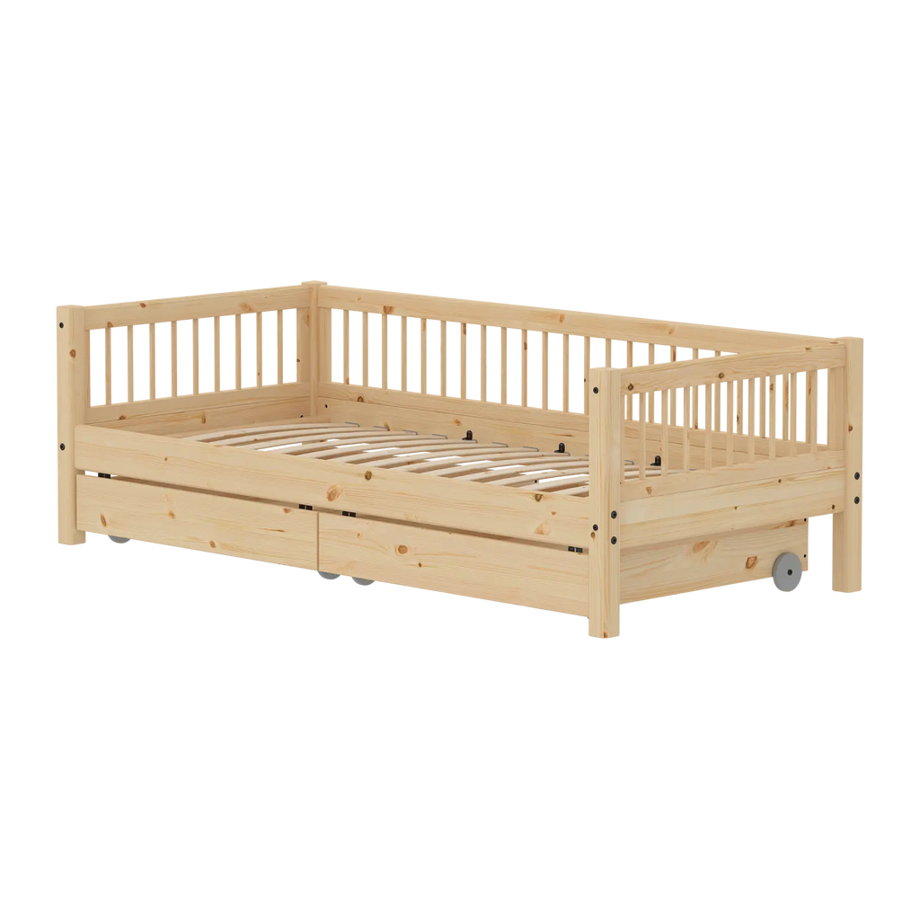 Lit simple avec rangement, 90x200 cm, Pin