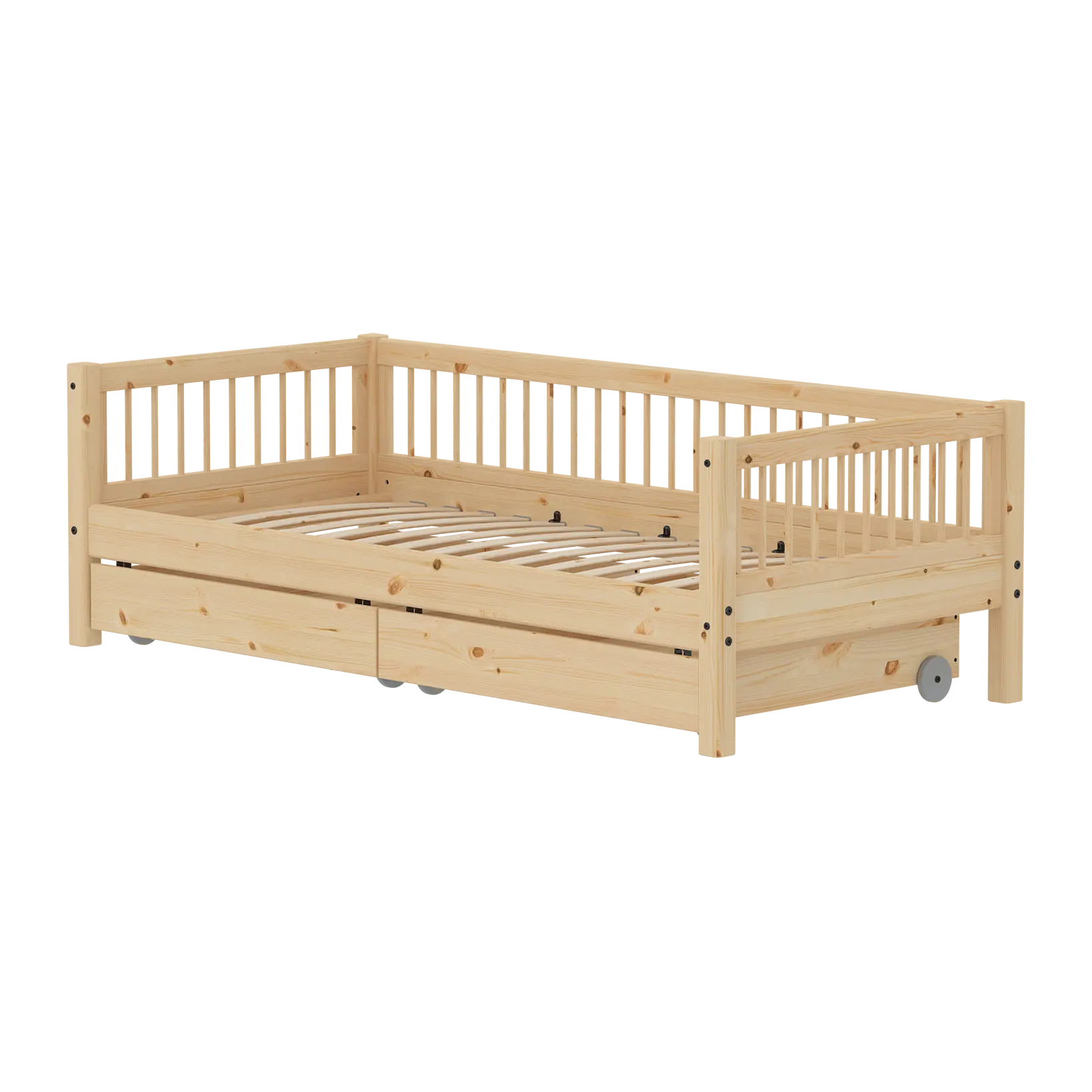 Lit simple avec rangement, 90x200 cm, Pin