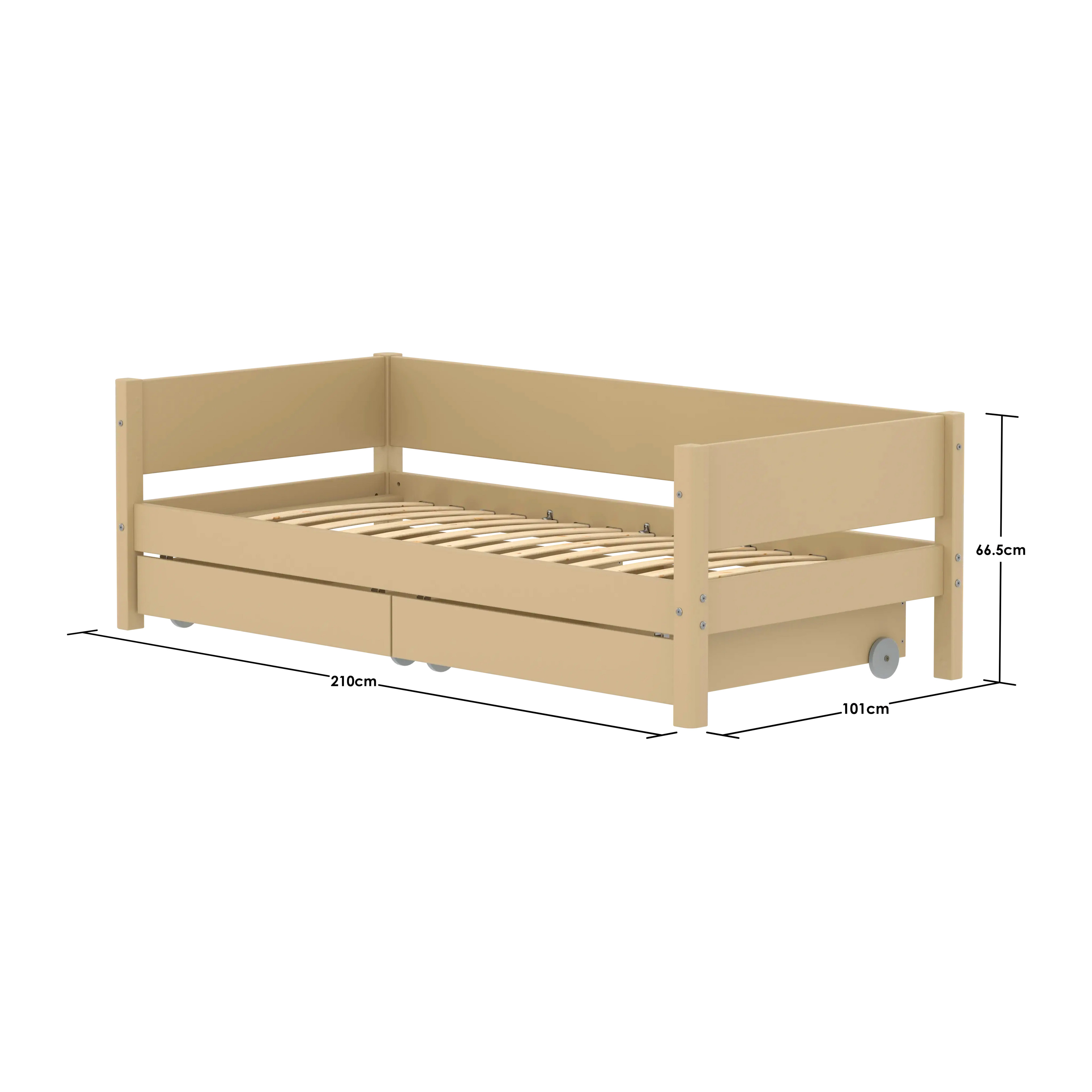 Lit simple avec rangement, 90x200 cm, Sable